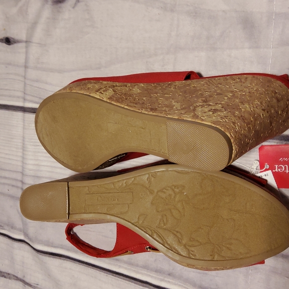 Dexter peep toe red Wedges 8.5 - Picture 5 of 8